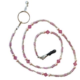 Light Pink and Clear Beaded Eyeglass Lanyard