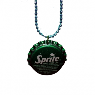 Dark Green Sprite Upcycled Bottlecap 17 Inch Necklace