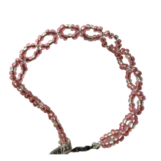 Handcrafted Pink and Clear Glass Beaded Circular Anklet 10 inch