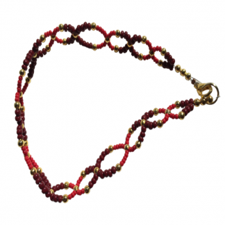 Handcrafted Rust and Red 9 Inch Beaded Circular Anklet Bracelet