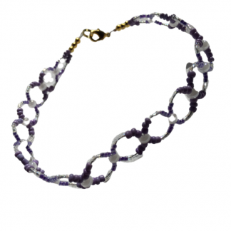 andcrafted Purple And Clear Beaded Circular Anklet Bracelet 9 Inch