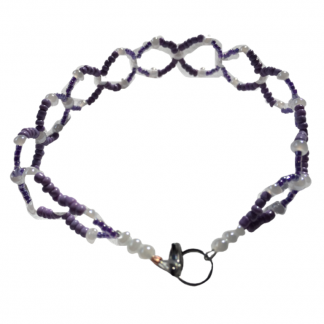 Handcrafted Purple Bead and Pearl Circular Anklet 9 Inch