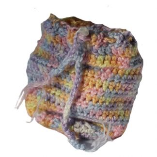 Hand Crocheted Variegated Pastel Colors 5x5 Coin Bag