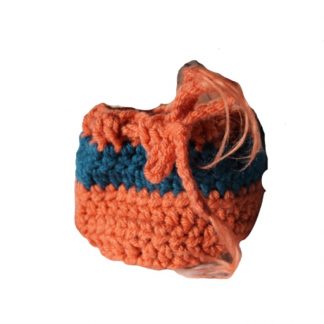 Hand Crocheted Persimmon and Ocean 4x4 Coin Bag