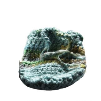 Hand Crocheted Light Blue and Variegated Greens 5x6 Inch Coin Bag