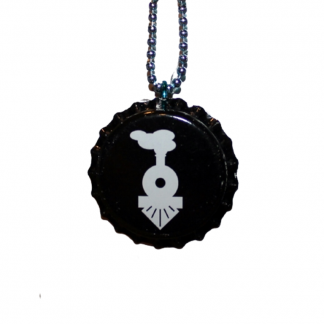 White Steam Train Upcycled Bottlecap Necklace