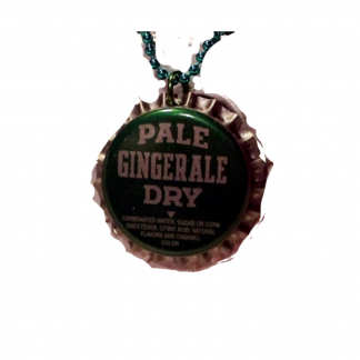 Pale Dry Gingerale Upcycled Bottlecap 17 Inch Necklace