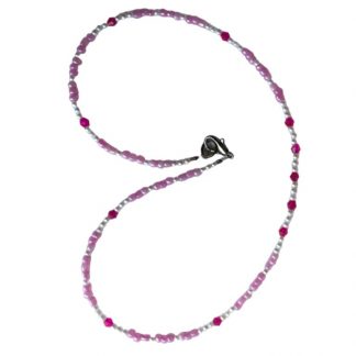 Handcrafted Light and Dark Pink Beaded 19 Inch Necklace
