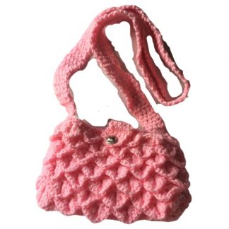 Hand Crocheted Light Pink Dragon Scales 8x5 Tote with White Lining