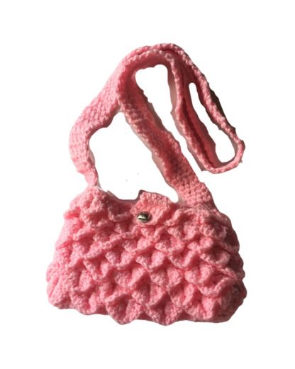 Hand Crocheted Light Pink Dragon Scales 8x5 Tote with White Lining