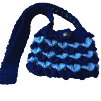 Hand Crocheted Dark and Light Blue Dragon Scales 9x6 Tote with Black Lining
