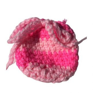 Hand Crocheted Hot Pink and Light Pink Striped 4x4 Coin Bag