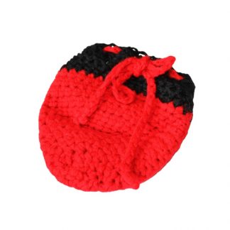 Hand Crocheted Red and Black 5x5 Inch Coin Bag