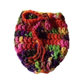Hand Crocheted Variegated Primary Colors 4x5 Coin Bag