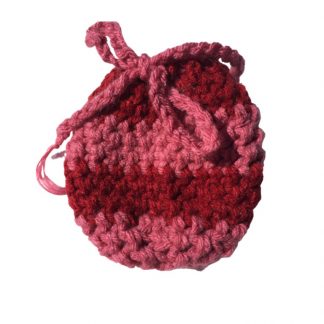 Hand Crocheted Dusty Rose and Burgundy Striped 4x4 Coin Bag