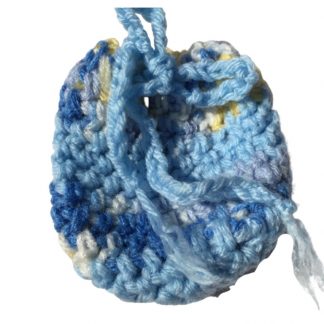 Hand Crocheted Blue Yellow and White Variegated 4x4 Coin Bag