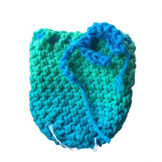 Hand Crocheted Cool Striped Drawstring 4 X 4 Coin Bag