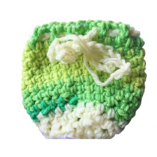 Hand Crocheted Parrot Striped Drawstring 4 X 4 Coin Bag