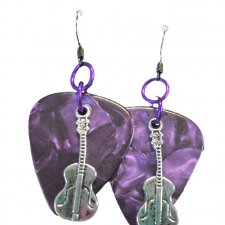Handcrafted Bead and Wire Guitar Pick Earrings