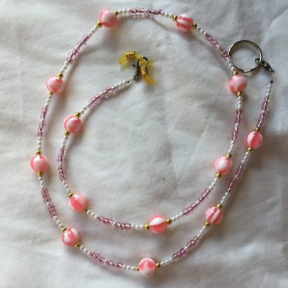 White and Pink Ball Beaded Sunglass Chain