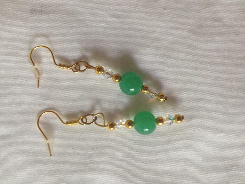 Green Jade and Crystal Bead Earrings SWC Online Store