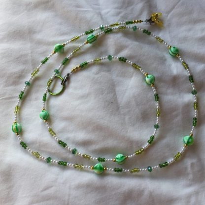 White and Green Beaded Sunglass Chain