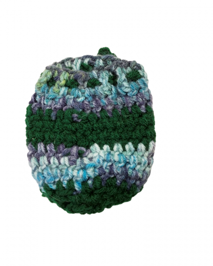 Hand Crocheted Forest Green and Variegated Green Blue Purple 4x4 Inch Coin Bag