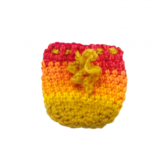 Hand Crocheted Variegated Melon Orange Gold and Yellow 4x4 Inch Coin Bag