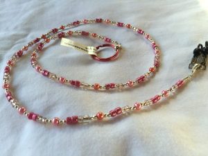 Pink and Clear Beaded Eyeglass Chain