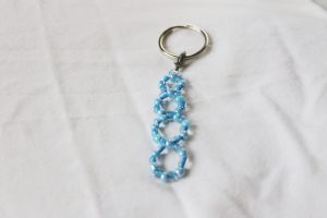 Turquoise and Clear Beaded Keychain Charm